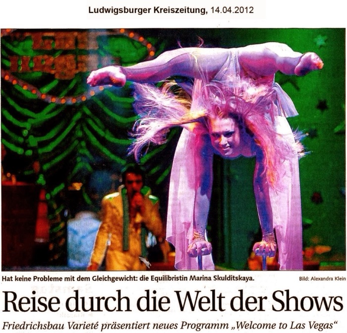 Zeitungsartikel der Ludwigsburger Kreiszeitung über die Show "Welcome to Las Vegas"