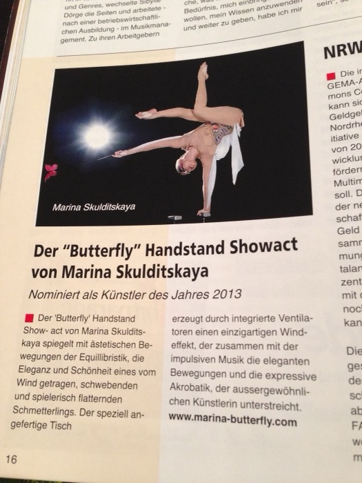 Ankündigung der Goldenen Künstler Gala 2013 mit Nominierung von Marina Skulditskaya