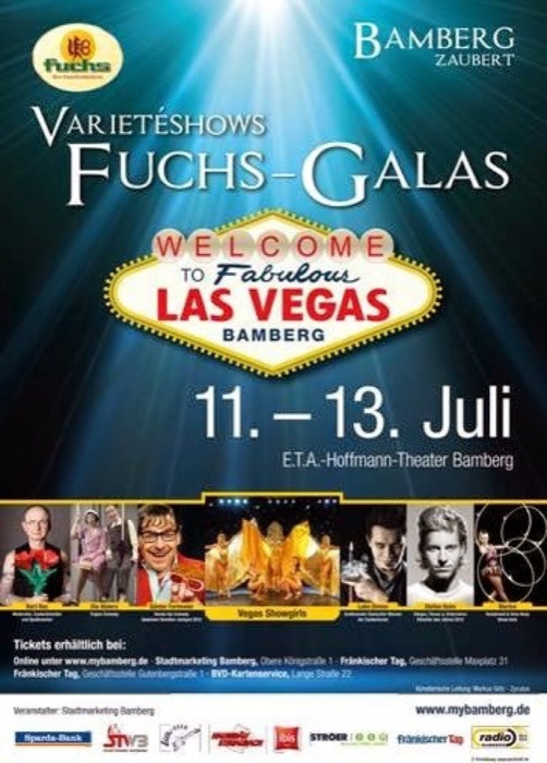Plakat der Fuchs-Gala-Varietéshows beim Festival Bamberg zaubert mit Marina Skulditskaya