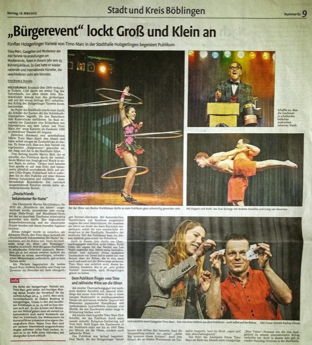 Marina Skulditskaya mit ihrem Hula-Hoop-Showact "Sunny" beim 5. Holzgerlinger Varieté