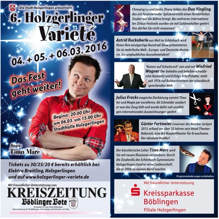 Marina Skulditskaya und Timo Marc bei der Illusion "Magic meets acrobatic" im Holzgerlinger Varieté